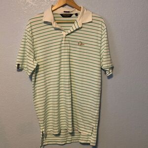 Polo Golf by Ralph Lauren Performance Polo Men’s Size L White/Green W/ Embroider